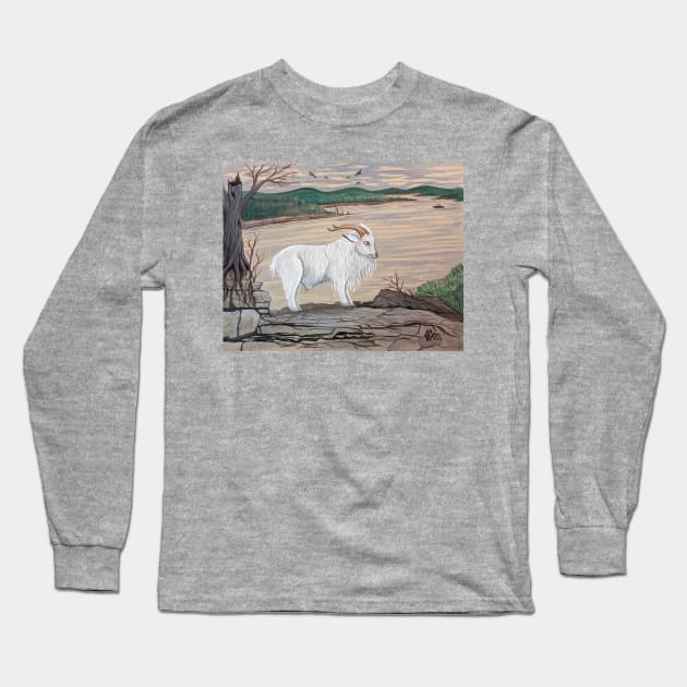 The legend of Crisco the Table Rock Lake goat Long Sleeve T-Shirt by Matt Starr Fine Art